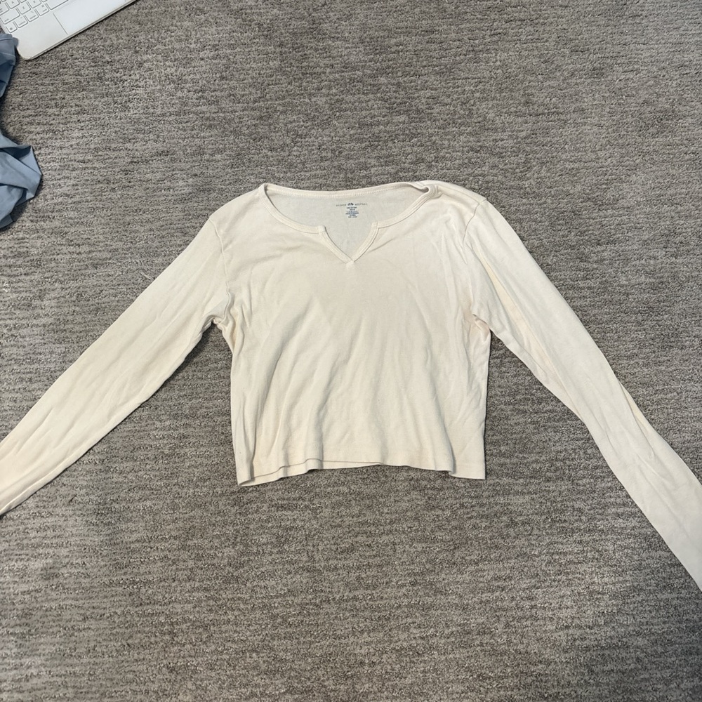 Brandy Melville Cream Fitted Crop Blouse